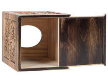 Load image into Gallery viewer, Wood Carved Tissue Box Cover Square Bronze Tissue Holder Lacquered Tree of Life Design
