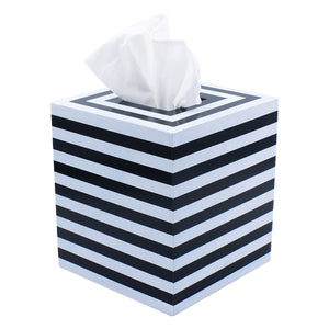 Ukwell Decorative Tissue Holder Zebra Stripe Pattern Square Handmade Wood Tissue Box Cover