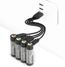 Load image into Gallery viewer, Keeppower Micro-USB Rechargeable Li-ion AA Batteries 3390mWh 1.5V 2260mAh Included with a 4-in-1 Charging Cable (Pack of 4)
