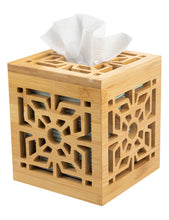 Load image into Gallery viewer, Ukwell Bamboo Cube Tissue Box Cover Window Grille Cutout Design
