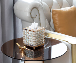 Ukwell Handcrafted Square Crystal Tissue Box Cover