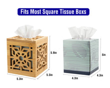 Load image into Gallery viewer, Ukwell Bamboo Cube Tissue Box Cover Window Grille Cutout Design
