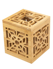 Load image into Gallery viewer, Ukwell Bamboo Cube Tissue Box Cover Window Grille Cutout Design
